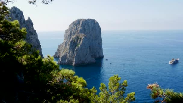 Capri Island Itálie Krajina Faraglioni Moře Stohy — Stock video