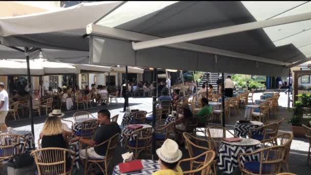 Capri Italien Menschen Den Restaurants Piazzetta Platz — Stockvideo