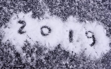 kar yakın çekim üzerinde yazıt 2019. Yeni yıl iki bin ve on dokuz