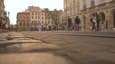 Lviv, Ukrayna - 26 Nisan 2017: Lvov Opera gece hava görünümünü. Ukrayna.