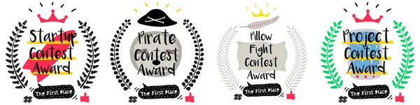 Seri Cute Funny Award Badges Untuk Kontes Anak Anak Pin - Stok Vektor