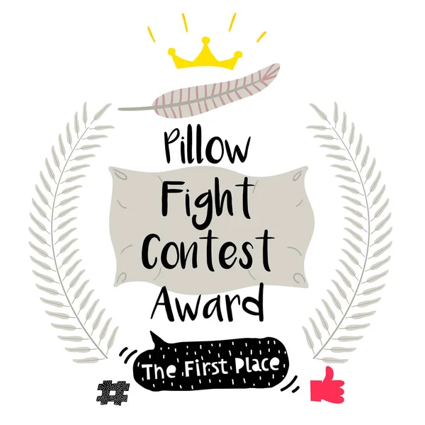 Cute Funny Pillow Fight Award Badge Children Student Contest Interactive — Stock Vector