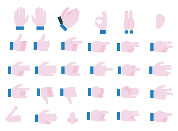 Ensemble de mains Emojis et icônes — Image vectorielle