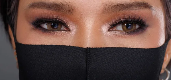 Close Eye Make Retrato Los Años Mujer Asiática Pelo Negro — Foto de Stock