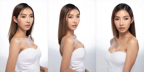 Retrato Moda 20S Mulher Asiática Tem Bela Longa Reta Cabelo — Fotografia de Stock