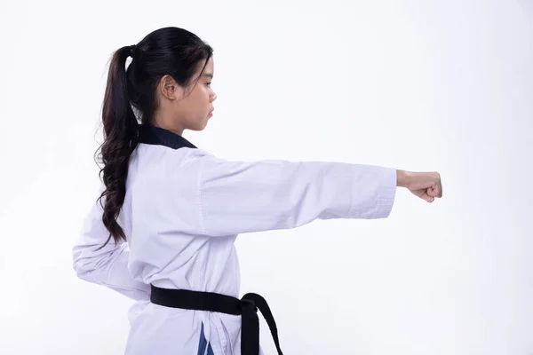 Maestro Cinturón Negro Taekwondo Karate Atleta Nacional Joven Adolescente Espectáculo —  Fotos de Stock