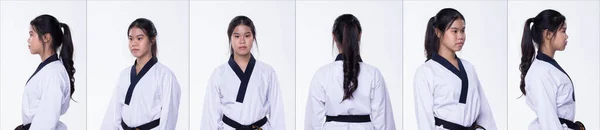 Master Sabuk Hitam Taekwondo Atlet Nasional Karate Remaja Muda Menunjukkan — Stok Foto