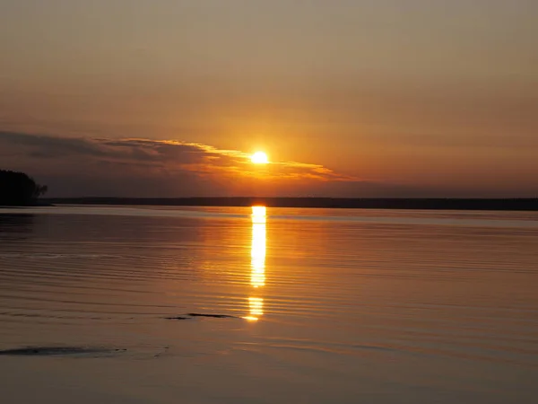 Pôr Sol Rio Outono Rússia Ural Região Perm — Fotografia de Stock