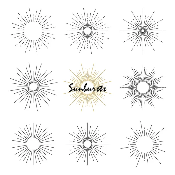 Rozetler, logolar ve etiketler için günışığı tasarım elementleri kümesi.