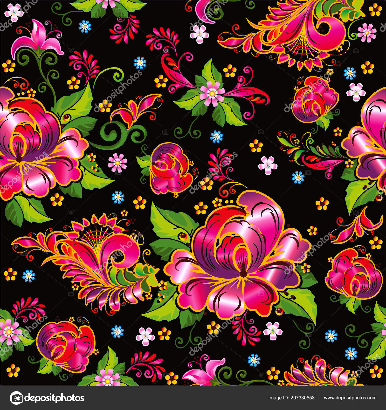 Beautiful Flowers Printing Fabric Paper Creating Fashion Design Interiors Seamless Stock Vector Image By C Veta Kz 207330558