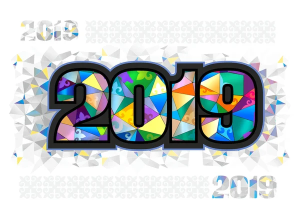 2019, year 2019, new year, christmas,calendar, template, figure, avant-garde, modern, geometry, nanotechnology, neurons, background, nano, techno style, fashionable design, geometric design, style, stylish background, wallpaper, template for a site — Stock Illustration 2019 Year 2019 New Year Christmas Calendar Template Figure Avant Stock Vector