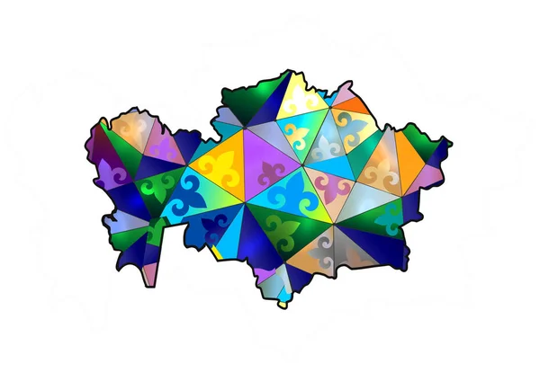 Karte Von Kasachstan Kasachstan Kasachstan Ära Kasachstan Ornament Muster Kasachstan — Stockvektor