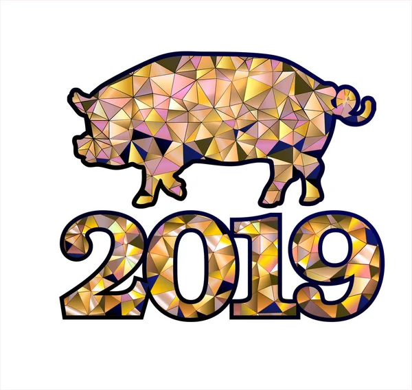 2018 Year Pig Golden Pig Pig Boar Year Boar New — стоковый вектор