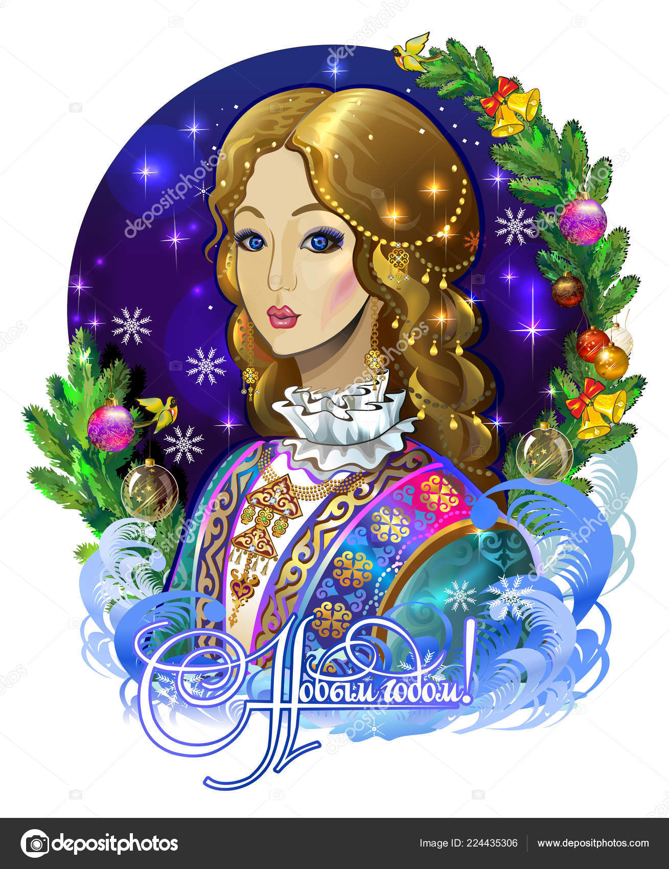 New Year European Beautiful Girl Girl Woman Winter Fairy Tale