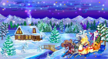 Beautiful Christmas illustration, for cards and decorations, for children's parties and events. clipart