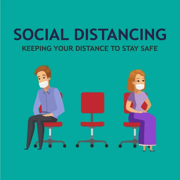 Inggris Man Woman Physical Distancing Station - Stok Vektor