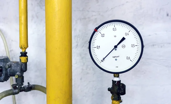 Manómetro Estação Distribuição Gás Instrumento Medição Pressão Gás — Fotografia de Stock