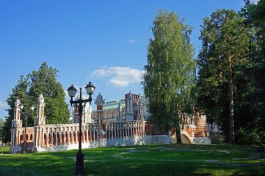 City Park Tsaritsyno Moskova'da tarihi taş köprü.