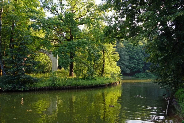 Paisaje ciudad verano Parque con un gran lago . — Foto de Stock