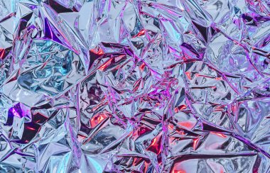 Çok renkli aydınlatmalı alüminyum folyo. Alüminyum folyo arka plan ve doku.