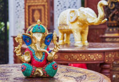 Bronz heykelcik Ganesha başarı hindu tanrısı.