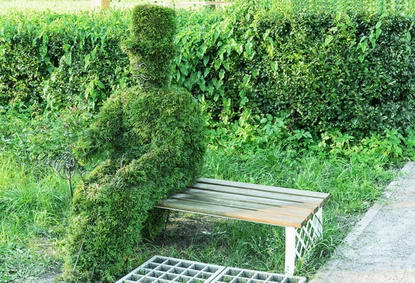 Figure Man Cylinder Living Greenery Using Topiary Technique — Stock Photo, Image