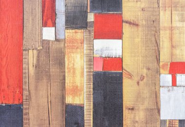 Çok renkli boyalarla boyanmış eski tahtalar. Renkli panoların arkaplanı.