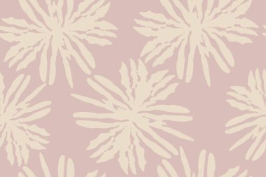 Çiçekler. Soyutlama. Yaz baskısı. Yumuşak, pastel renkler. Duvar kâğıdı, ambalaj, kumaş ve tekstil için yumuşak pembe arkaplanda kusursuz bir vektör çizimi.