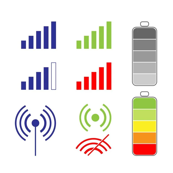 Батарея Иконка Wifi Цвет Изображения Элементы Рекламного Дизайна Веб Vector — стоковый вектор