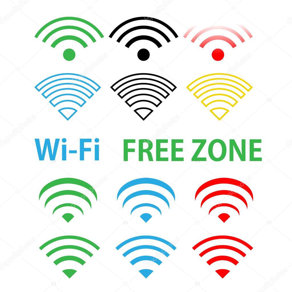  Wi-Fi icons. Set. Elements for design, advertising, packaging. Vector.