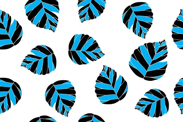 Синие Бирюзовые Яркие Листья Белый Фон Экзотическая Безморщинистость — стоковый вектор