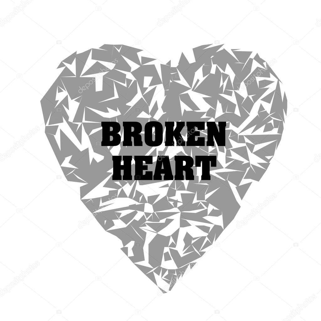 Broken heart from shrapnel. Dress print.