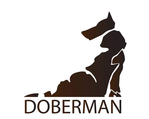 Pies Rasy Doberman Stylizowany Kształt Sylwetka Białym Tle — Wektor stockowy