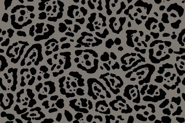 豹纹时尚无缝矢量打印 动物的质感灰色背景上的美洲豹斑点 仿制服装或织物上的猎豹皮 现代纺织品 — 图库矢量图片