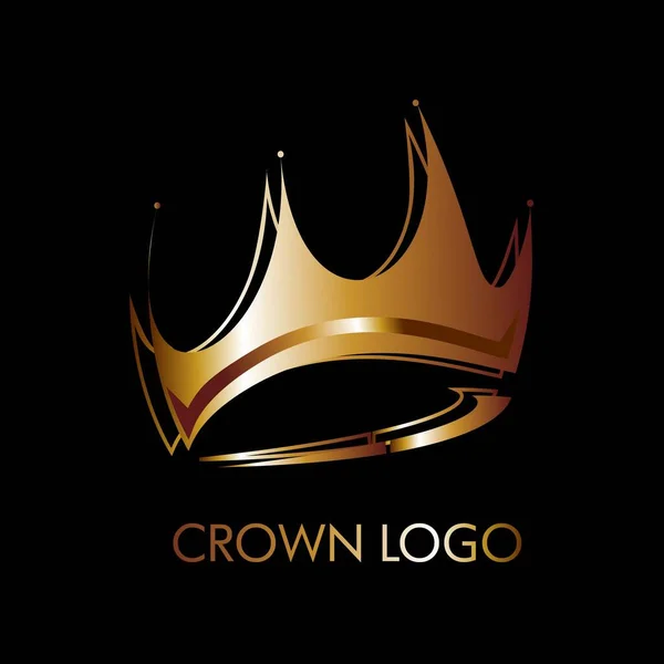 Una Corona Dorada Sobre Fondo Negro Logo Silueta Con Estilo — Vector de stock