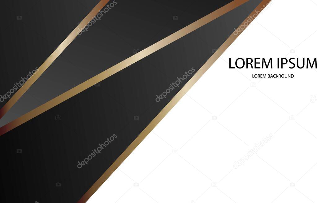 Abstract black background with gold stripes. Elegant dark texture with space for text. Luxury Vector Illustration