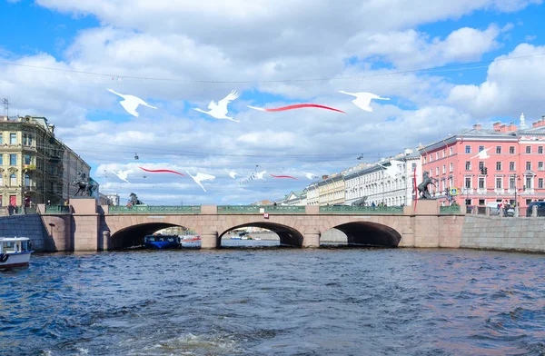 Saint Petersburg Russie Mai 2017 Vue Pont Anichkov Sur Rivière — Photo