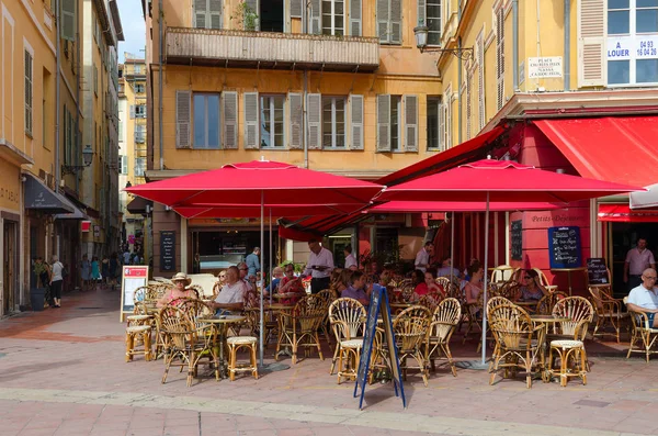 Nice Francia Septiembre 2018 Personas Identificadas Descansan Una Cafetería Aire —  Fotos de Stock