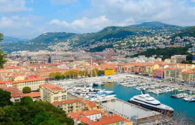 Yukarıdan doğal görünümünü liman alanı, Nice, Cote d'Azur, Fransa