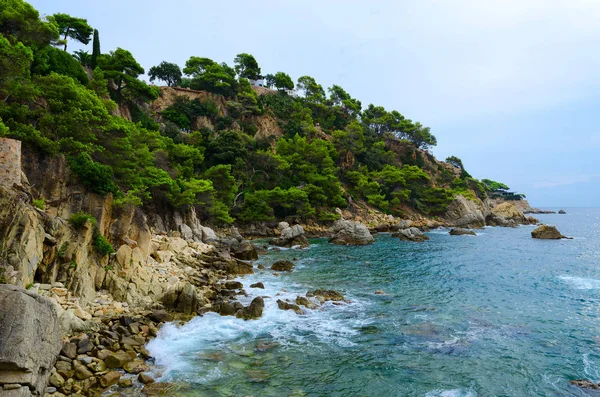 Hermosa Vista Costa Rocosa Mar Lloret Mar Costa Brava Cataluña —  Fotos de Stock