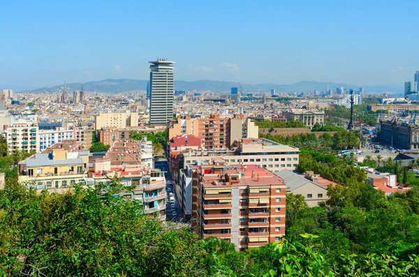 Vista Panorámica Desde Alto Desde Montaña Montjuic Barcelona España —  Fotos de Stock