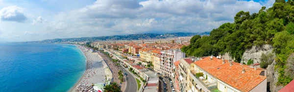 Piękny Panoramiczny Widok Góry Morze Promenade Des Anglais Nicea Lazurowe — Zdjęcie stockowe