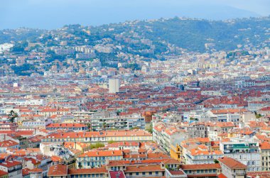 Doğa manzaralı panoramik manzarasını yukarıdan Nice, Cote d'Azur, Fransa