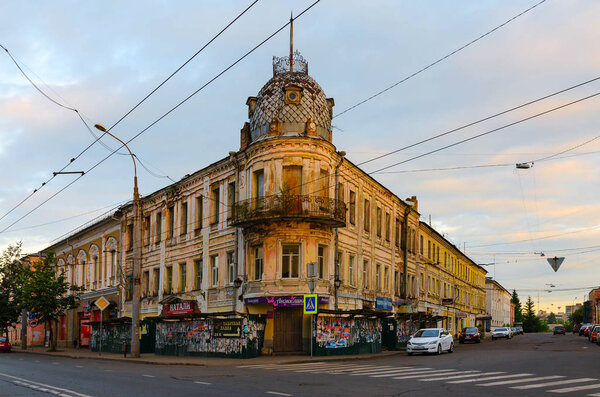 Old building (house of Sedov) in sunset light, Rybinsk, Russia