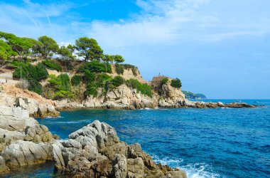 Ismarlayarak kayalık sahil, Lloret de Mar, Costa Brava, Katalonya, İspanya