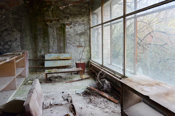Devastación Sala Del Hospital 126 Ciudad Fantasma Abandonada Pripyat Chernobyl — Foto de Stock
