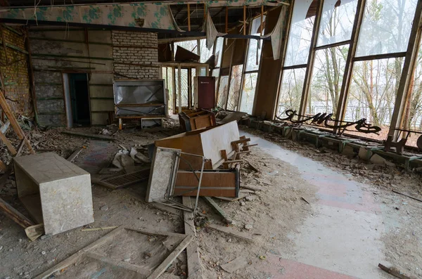 Interrupción Cafetería Pripyat Terraplén Ciudad Fantasma Abandonada Pripyat Zona Alienación — Foto de Stock
