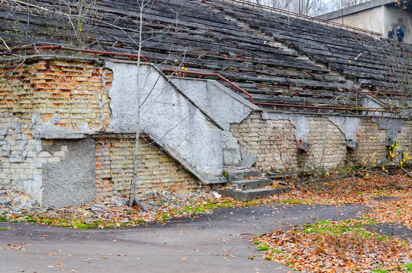 Tribunes Destruidos Del Estadio Avangard Ciudad Fantasma Abandonada Pripyat Zona — Foto de Stock