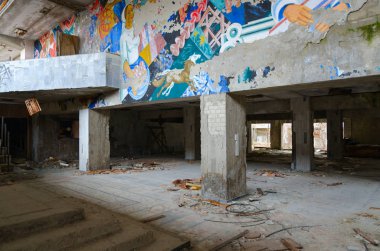 Pripyat, Ukrayna - 11 Kasım 2018: Fuaye, Kültür Sarayı'nın 