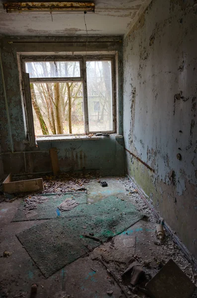 Комната Заброшенной Больнице 126 Город Призрак Припять Зоне Отчуждения Чернобыльской — стоковое фото